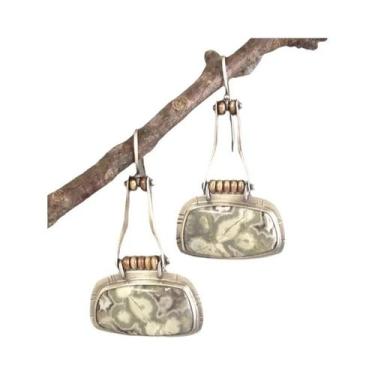 Imagem de Pedra turquesa assimetria oscila brincos para mulheres, jóias ciganas 