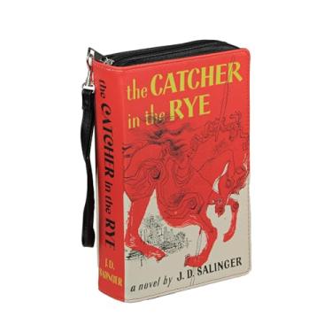 Imagem de Bolsa em forma de livro The Catcher in the Rye vermelha e branca, alça transversal ou de pulso, 23,5 cm de comprimento, perfeita para fãs literários e amantes clássicos modernos, Vermelho, One Size