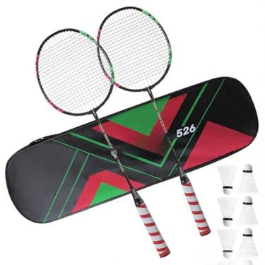 Imagem de Conjunto de Raquetes Badminton para Adultos com 6 Shuttlecocks e 1 Bolsa Transporte Raquete Jogadores Qualquer Nível