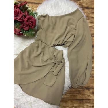 Imagem de Vestido Um Ombro Só Manga Longa Soltinho Com Ziper (Bege) - JHESSY BOU