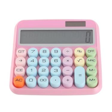 Imagem de Aqur2020 Calculadora Colorida, Display LCD de 12 Dígitos Com Luz de Fundo e Teclas Estilo Máquina de Escrever, Calculadora de Escritório Com Botão Redondo retrô para Uso Em Escritório (Rosa)