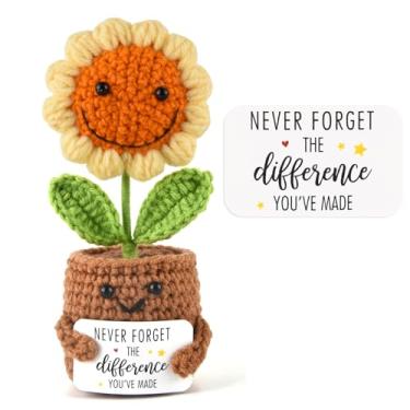 Imagem de Presente de agradecimento - Suporte de girassol emocional em crochê - Nunca se esqueça da diferença que você faz presentes para aniversário do dia das mães - presentes de apreciação de aposentadoria