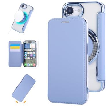 Imagem de Asuwish Capa de celular para iPhone 16e/SE 2025/SE 4 carteira com protetor de tela magnético e suporte de cartão de crédito MagSafe RFID Flip i Phone16e i16e 16 e SE4 4ª geração 16eCase feminino