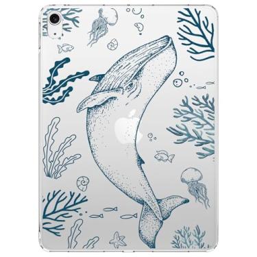 Imagem de VibrantFruitique Capa feminina para iPad Air de 11 polegadas, M3 (2025)/M2 (2024), iPad Air 5ª/4ª geração de 11 polegadas, elegante capa transparente de baleia, fina, leve, antiarranhões, com