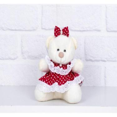 Imagem de Urso de pelucia vestido poá vermelho - tedde 12 cm - CKD CONFECCOES, P