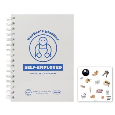 Imagem de Cute Aesthetic Solopreneur Freelancer Self-Employed Gig Daily Entrepreneur Planner sem data 6 meses + 1 folha de adesivo 224 páginas, diário espiral para escritório, registro de dinheiro para pequenas