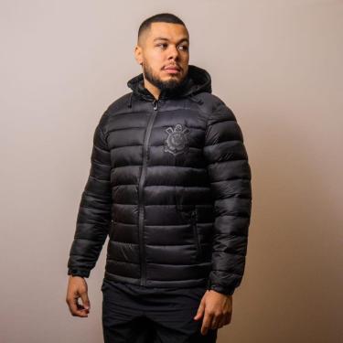 Imagem de Jaqueta Corinthians Puffer C/Capuz 32624 Preta-Masculino