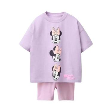 Imagem de Conjunto De Camiseta E Shorts De Algodão Com Estampa Completa Da Disne