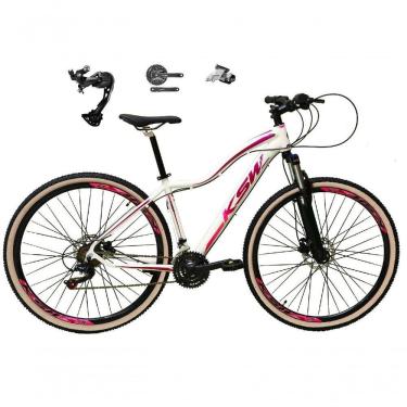 Imagem de Bicicleta Feminina 29 Ksw Mwza Câmbio Alívio E Altus 27v F/hidráulico Garfo Trava Pneu Bege - Branco/pink/violeta Tam.17