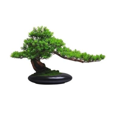 Imagem de Bonsai artificial lindo pinheiro, ornamentos de bonsai para sala de estar, simulação de vegetação, plantas em vasos, escritório, árvore falsa, bonsai, ornamentos decorativos, árvore de bonsai
