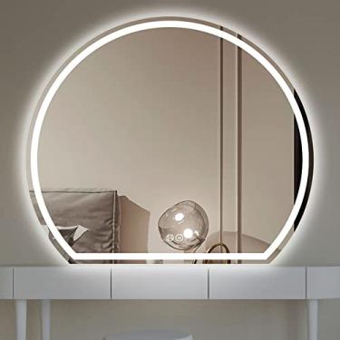 Imagem de Espelho LED redondo de 32 polegadas para banheiro espelho retroiluminado com luz regulável de 3 cores espelho de parede à prova de explosão 61.0 cm 50.8 cm 71.1 cm (tamanho: 20 polegadas/50 cm)