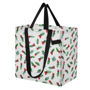 Imagem de SEHANY Sacolas de compras reutilizáveis de folhas verdes com alças reforçadas, bolsa de compras de lona dobrável à prova d'água de grande capacidade para viagem, cozinha, praia