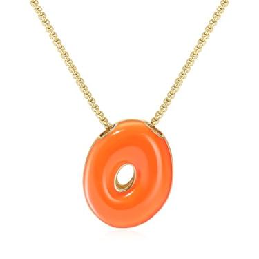 Imagem de KissYan Colar com letras de bolha, banhado a ouro 14 K, pingente de caixa com inicial de balão colorido, joia delicada para presente, Adjustable, Cobre, Sem Pedra Preciosa