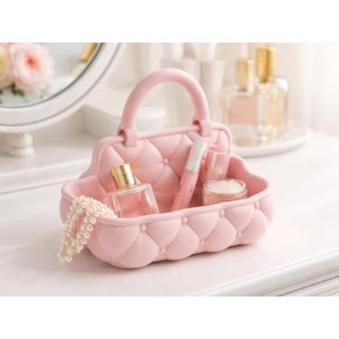 Imagem de Porta Joias Decorativo Estilo Bolsa Acolchoada | Organizador de Joias e Maquiagem para Penteadeira (BRANCO)