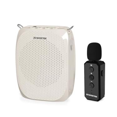 Imagem de ZOWEETEK Amplificador de voz com microfone de lapela de lapela sem fio 2025, microfone pessoal de professor, alto-falante portátil com clipe no microfone, mini amplificador de voz para fala, reunião