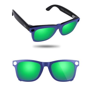 Imagem de Fiskr Óculos de sol polarizados Clip-On para Ray-Ban Meta Wayfarer RW4008 e Gen 2 RW4012 (53-22), clipe antirreflexo em óculos, Verde esmeralda, 53*22mm