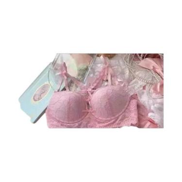 Imagem de Conjunto De Sutiã De Renda Roxa Kawaii Com Coração, Bralette Push Up, 