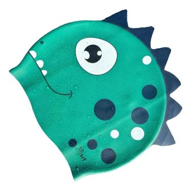 Imagem de Touca Para Natação De Silicone Personagens Esporte Dino Verd