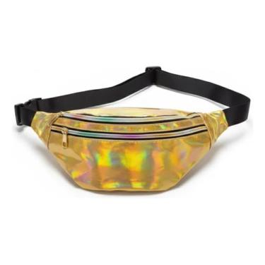 Imagem de Pochete Holográfica Metalizada Elegante Feminina Para Festa Fantasia Carnaval Balada e Festivais Antifurto Linda Primum (Dourado)