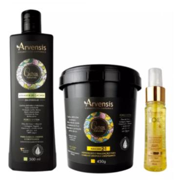 Imagem de Kit Arvensis Cachos Ativador Crespo Máscara 2x1 Finalizador Tec Oil