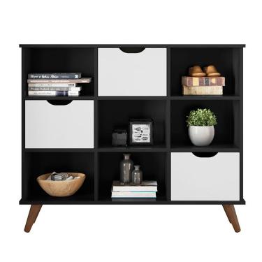 Imagem de Nicho Organizador C/ 3 Gavetas Q01 Preto/Branco