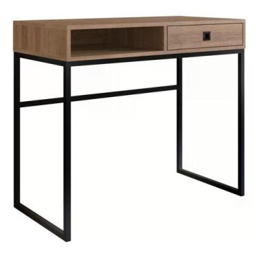 Imagem de Escrivaninha Estilo Industrial 1 Gaveta Om005 Mel Pp Milani Store Mel 