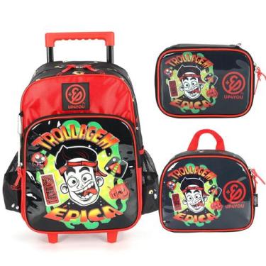Imagem de Kit mochila de rodinha lancheira estojo escolar enaldinho - Up4You, Ve