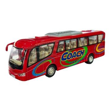 Imagem de Miniatura Ônibus Vermelho Coach Kinsfun 1:64