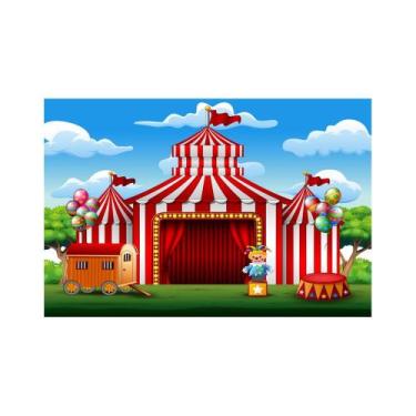 Imagem de Painel De Tecido Sublimado Circo Palhaço De Brinquedo - Fabrika de Fes