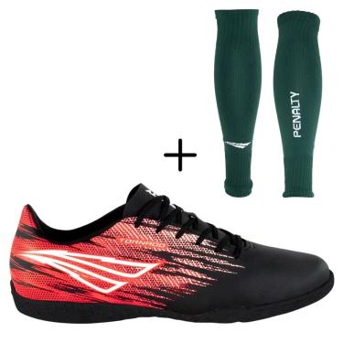 Imagem de Kit 01 Chuteira Futsal Penalty Tornado Antiderrapante+01 Meião Canelito Penalty Storm (Meião Sem Pé)