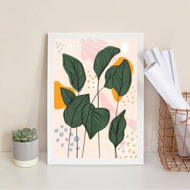Imagem de Quadro Folhagens Decoração Moderna 33X24Cm - Com Vidro