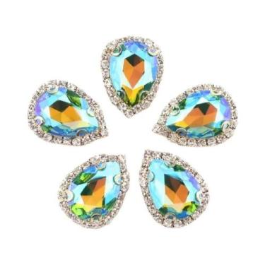 Imagem de Strass De Fundo Dourado Com 4 Furos Para Costurar, Cristal De Vidro, A