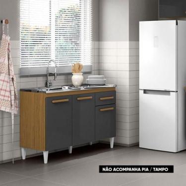 Imagem de Balcão Cozinha Com Tampo 120cm 1 Gaveta Grazieli A09 - D'rossi Cor Ata