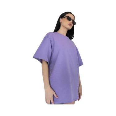 Imagem de Camisetas Básicas Oversized Femininas Em 21 Cores 100% Algodão Branco 