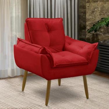 Imagem de Poltrona decorativa opala confortável para sala quarto recepção suede 