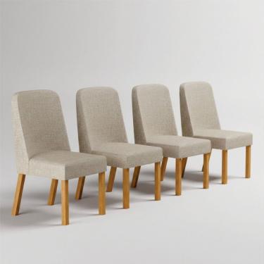 Imagem de Kit 4 Cadeiras para Sala de Jantar Isis Cinamomo/ Palha