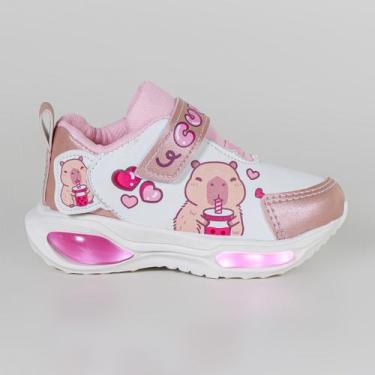 Imagem de Tênis Infantil Mini Pé Capivara Com Led Mp2530 Branco, Branco, Rosa bb
