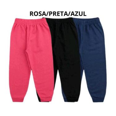 Imagem de Kit 3 Calças Moletom Peluciado Algodão Infantil Juvenil Inverno 4 ao 1