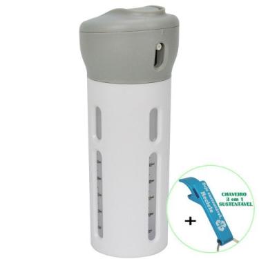Imagem de Garrafa Portátil 4 em 1 Dispenser Viagem 30 ml Cinza + Chaveiro CBRN18