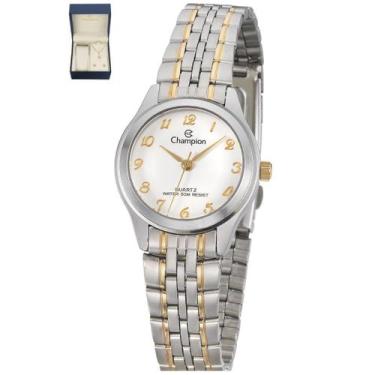Imagem de Relógio Champion Feminino Pequeno  Misto Fundo Branco + Semi Joia QTZ