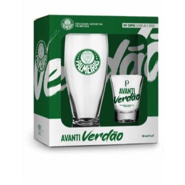 Imagem de Kit 1 copo para cerveja e 1 copo dose palmeiras - BRASFOOT