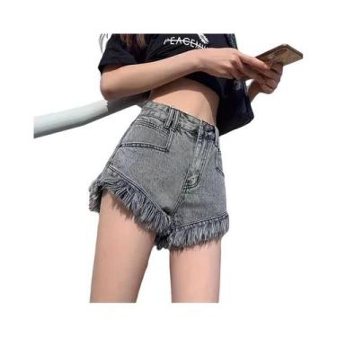 Imagem de Shorts De Denim De Cintura Alta Estilo Coreano Com Franjas Para O Verã