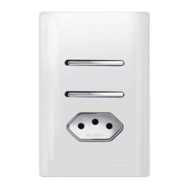 Imagem de 2 Interruptores Simples + Tomada Universal 2p+t 20a Cromado com Placa 