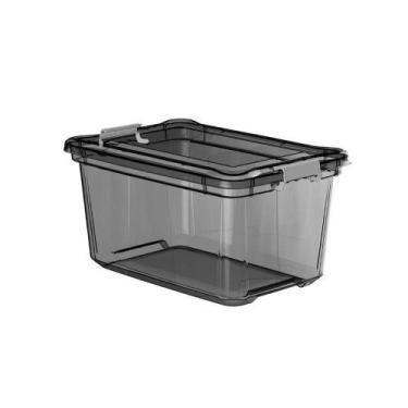 Imagem de Caixa Plastica Organizadora Transparente 27 Litros - Plasvale Preto