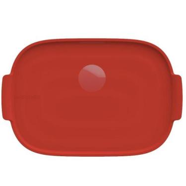 Imagem de Bandeja Retangular 32,5 cm Vermelha Assar e Servir Porcelana - Germer 