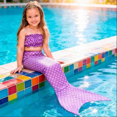 Imagem de Cauda Sereia Com Nadadeira e Top Barato Infantil Dá Para Andar - Fanta