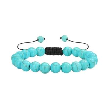 Imagem de Pulseira Masculina Ajustável De 8mm Com Olho De Tigre Natural E Pedra 