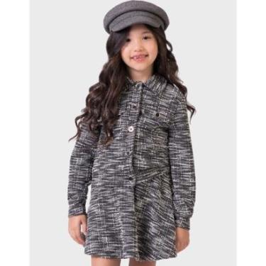 Imagem de Cj Jaqueta Botão Com Shorts Tweed Dia a Dia Novo Inverno Elegante Frio Quente - Menina...