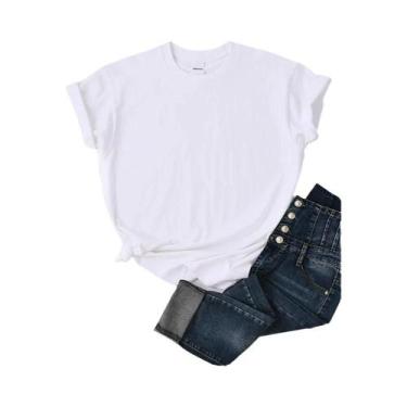 Imagem de Camiseta Solta Feminina Verão - Confortável, Cor Sólida, Estilo Hip Ho