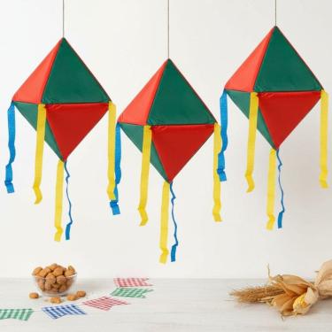 Imagem de Kit 3 Balão Junino Espuma Revestido Com Nylon Decoração Festa Junina Arraial 40x20cm